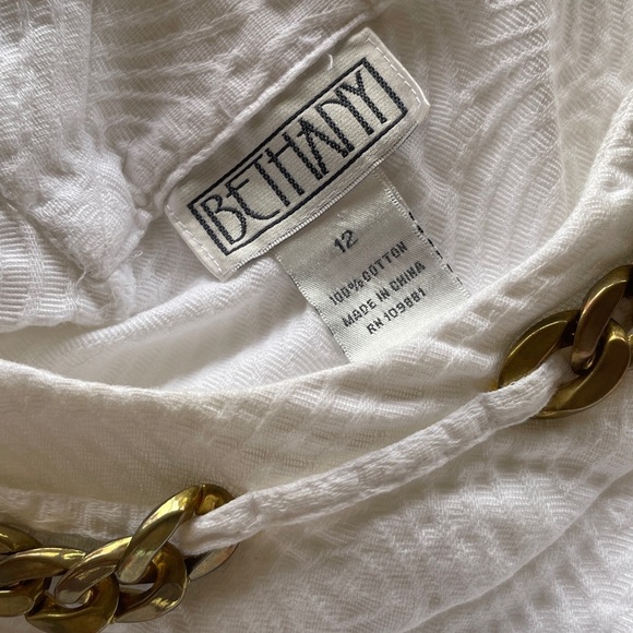 Bethany Bright White with Gold Details Halter Dress Size 12 - Picture 8 of 9